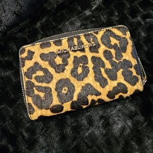 Michael Kors Leopard Print Card Keeper Wallet